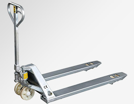 食品廠(chǎng)倉(cāng)庫(kù)貨物搬運(yùn)使用不銹鋼手動(dòng)搬運(yùn)車(chē)